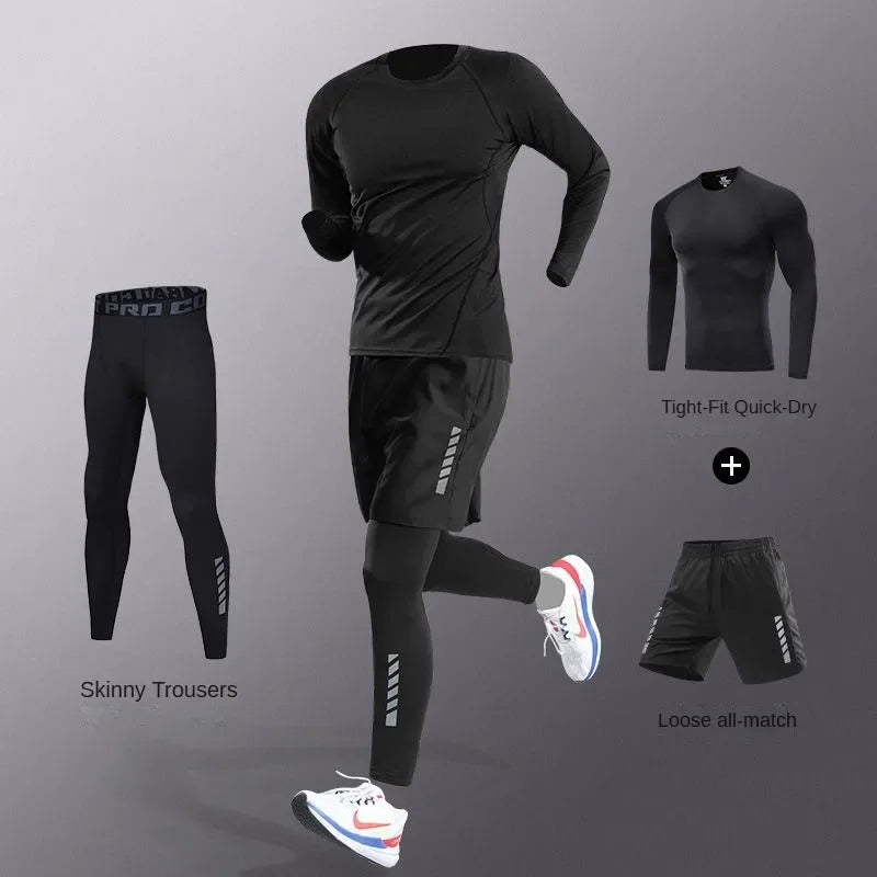 Men's Quick-Dry Compression Fitness Set – 3 to 7 Piece Running Suit