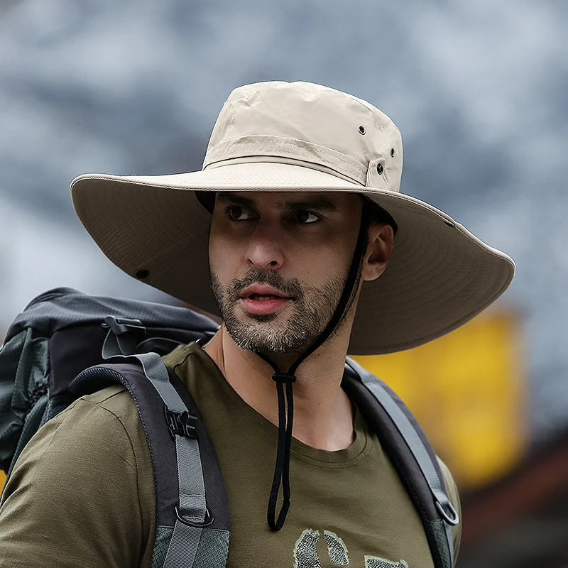 Men's UV Protection Wide Brim Sun Hat – Outdoor Fishing & Hiking Cap