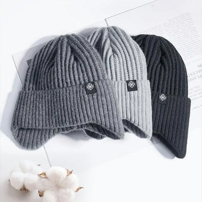 Winter Knit Beanie with Ear Flaps – Faux Fur Lined Warm Hat for Men