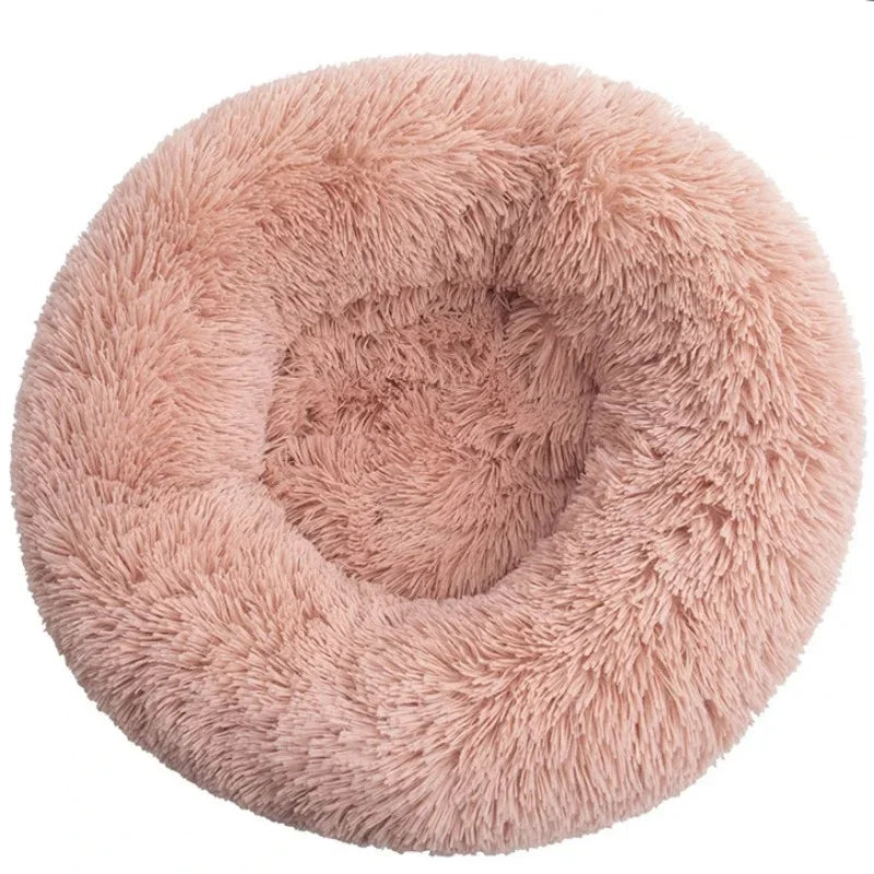 Round Plush Pet Bed – Super Soft Donut Bed for Dogs & Cats