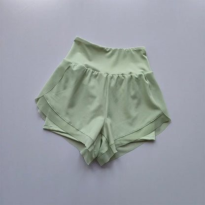 Women's High-Waist Sports Shorts – Double Layer Quick-Dry