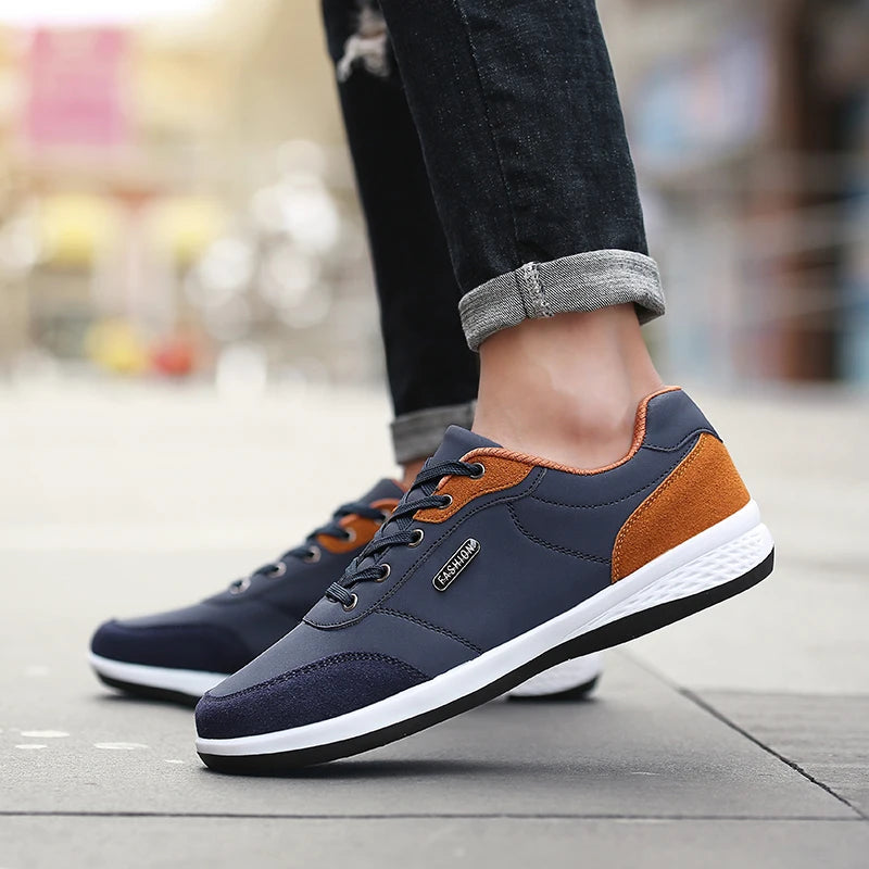 Men's Waterproof Leather Sneakers – Non-Slip Casual Walking Shoes