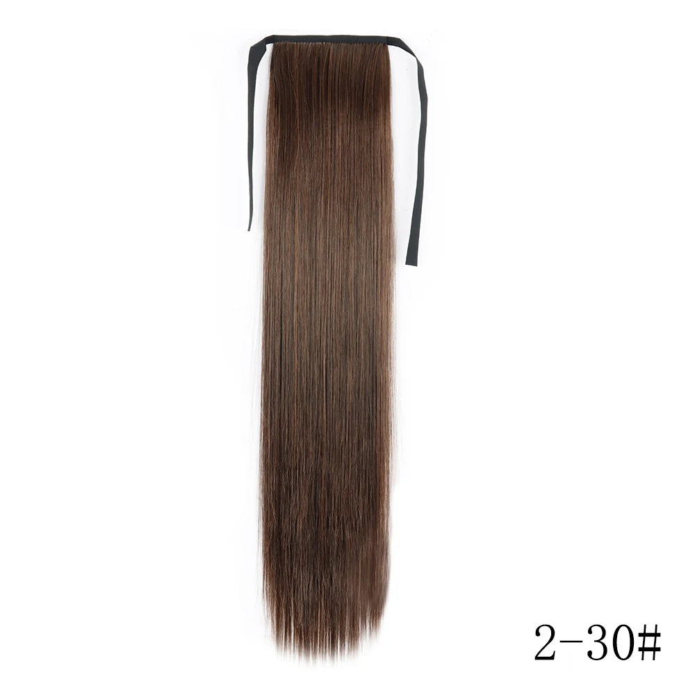 Wrap Around Ponytail Extension – Long Straight Synthetic Clip-In