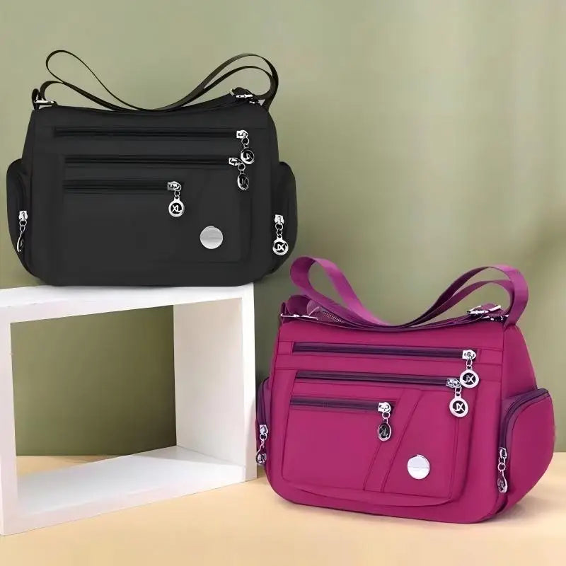 Waterproof Nylon Crossbody Bag for Women – Multi-Pocket Shoulder Handbag