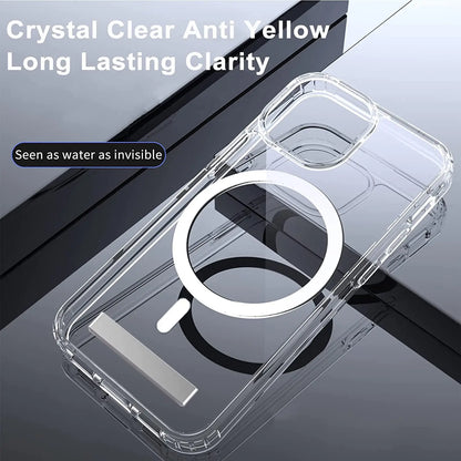 Magnetic Clear Phone Case Kickstand Iphone 17 16 15 14 Pro Max 13 12 11 Mini Plus Shockproof Mobile