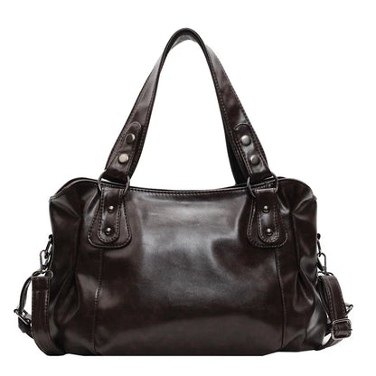 Retro Leather Shoulder Bag – Large Capacity Women's Crossbody Tote