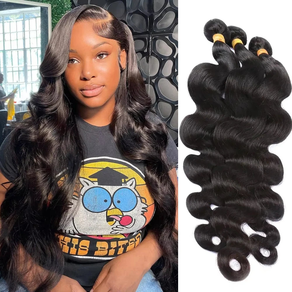 Peruvian Human Hair Bundles Body Wave 26 28 30 Inch Virgin 3 4 Women Sew Quick Weave Raw Extensions