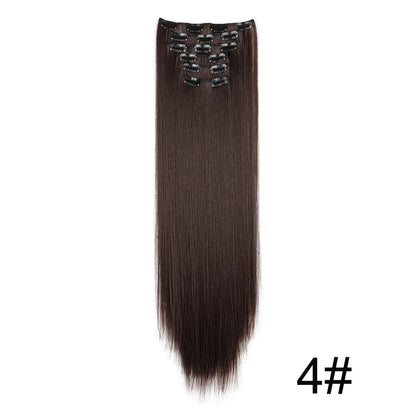 Clip-In Hair Extensions 6-Piece Set Long Straight Synthetic Seamless