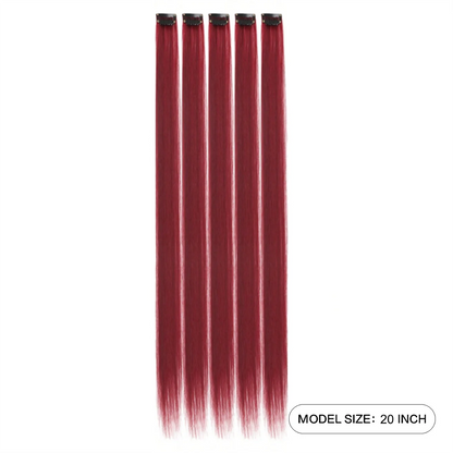 5pcs Set Long Straight Hair Extensions Synthetic Clip Women Halloween Christmas Party Cosplay