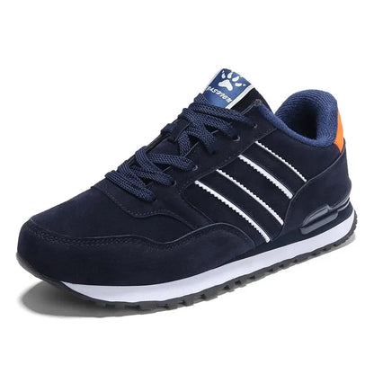 Men's Leather Casual Sneakers – Lightweight Lace-Up Retro Shoes