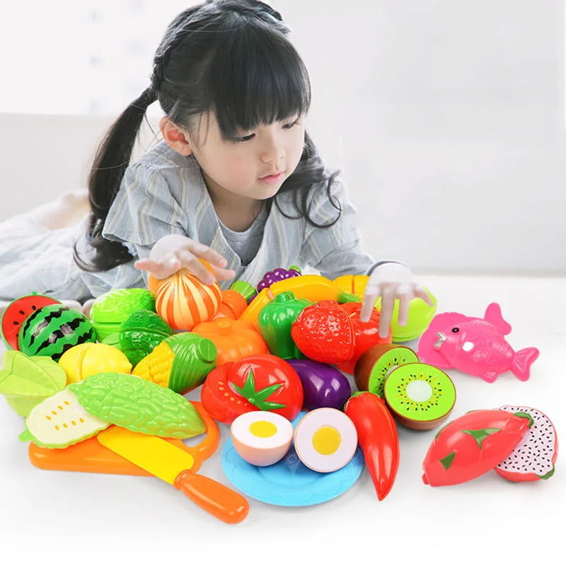Kids Cutting Fruits & Vegetables Pretend Play Kitchen Set