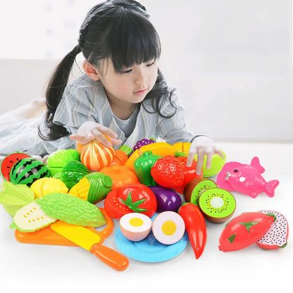 Kids Cutting Fruits & Vegetables Pretend Play Kitchen Set