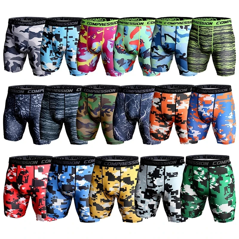 Men's Camo Compression Shorts – 3D Print Gym Workout Tights