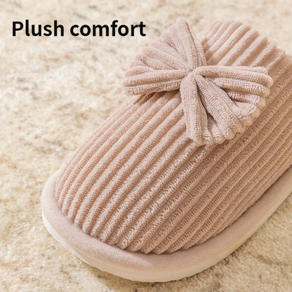 Women S Bow Slippers Fall Winter Indoor Bedroom Floor Lightweight Comfortable Soft Warm Slippers