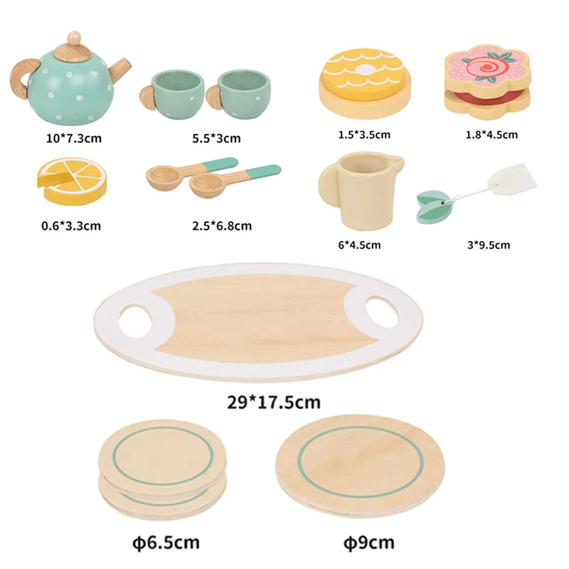 Wooden Tea Set Toy – Pretend Play Kitchen for Toddlers