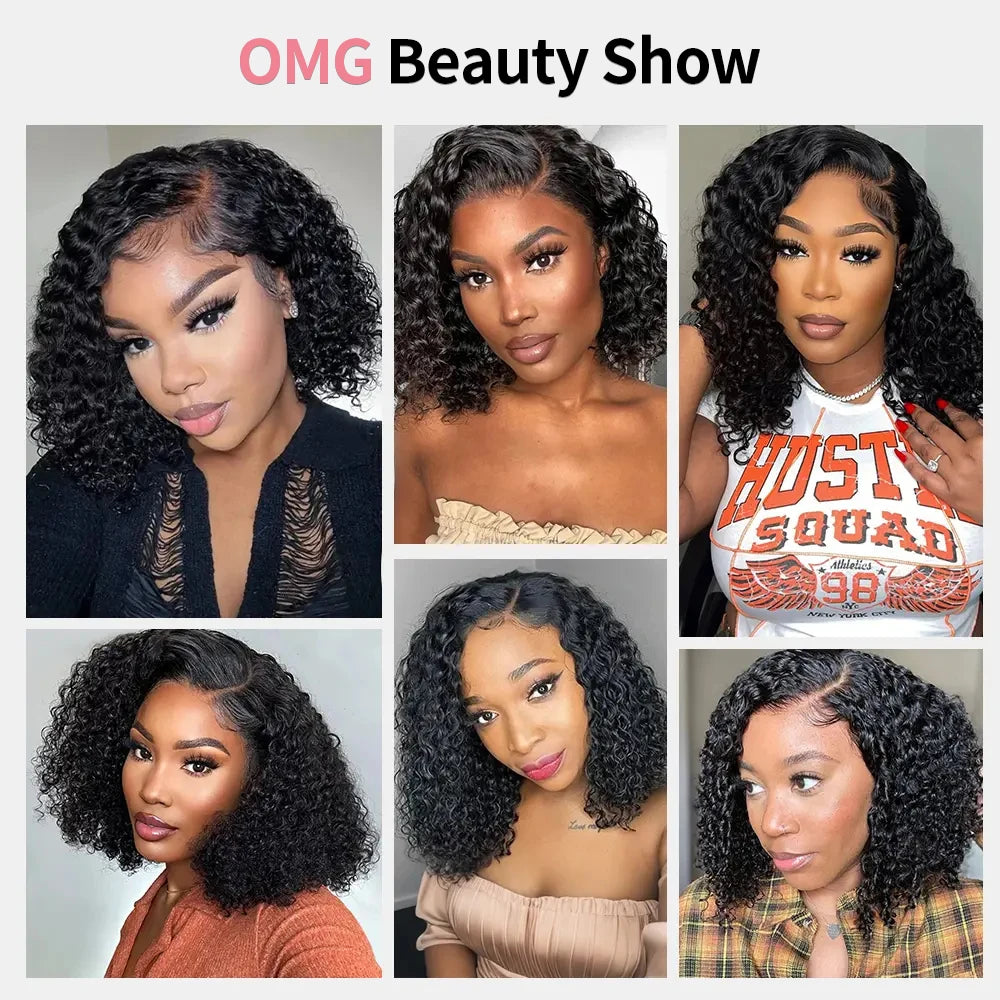 Water Wave Short Bob Wig – 4x4 & 13x4 Lace Front Human Hair, 200% & 250% Density