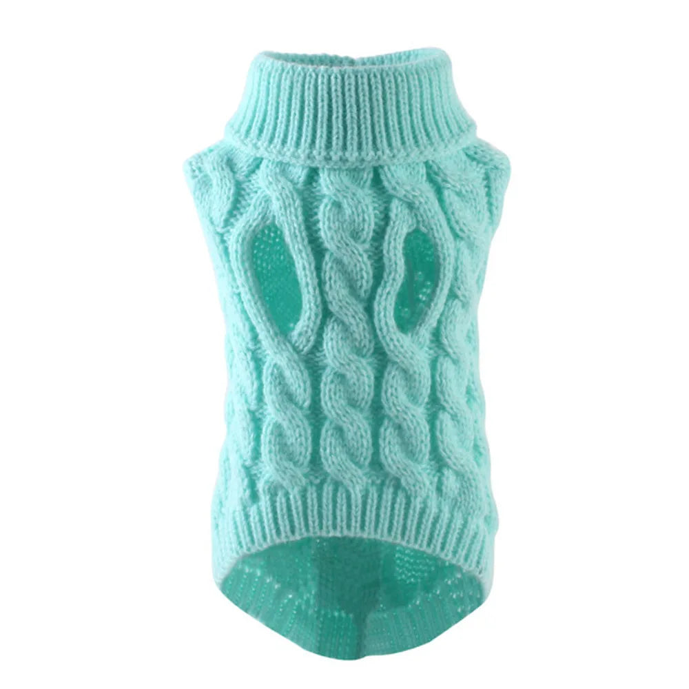 Cable Knit Dog Sweater – Warm Winter Turtleneck for Small Dogs