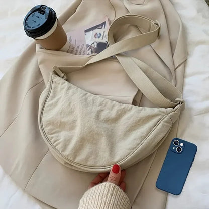 Nylon Crescent Shoulder Bag for Women – Casual Crossbody