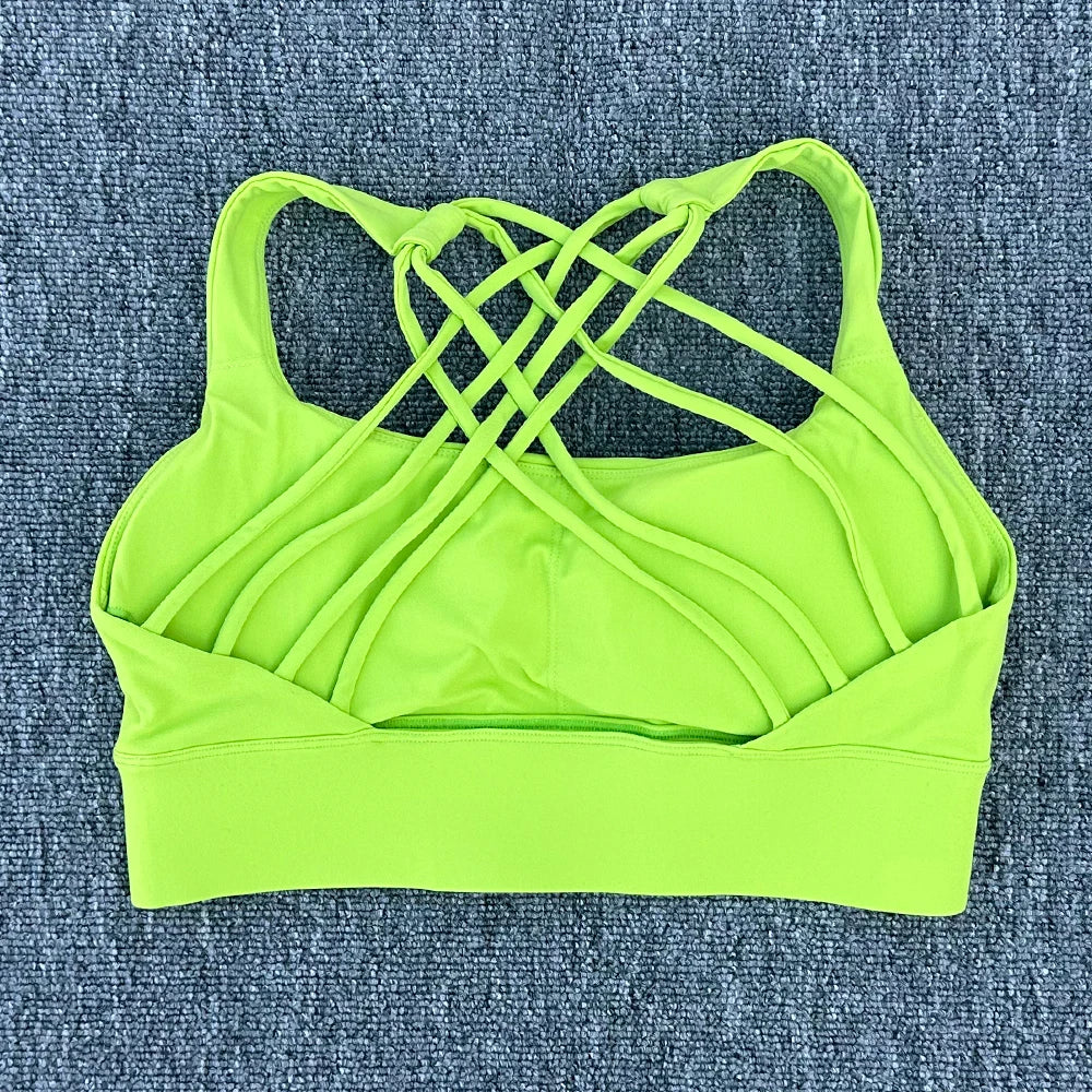 Women's Push-Up Sports Bra – Cross Back Shockproof Gym & Yoga Bra
