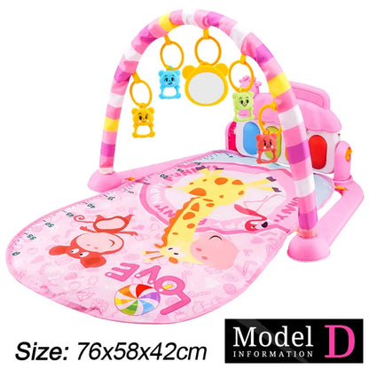 Baby Fitness Stand Music Play Gym Activity Toys Newborn Piano Crawling Blanket Pedal Game Pad Early
