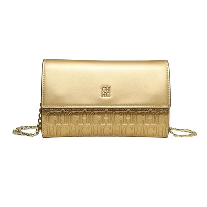 Women's Chain Crossbody Bag – Letter Print PU Leather Flap Shoulder Purse