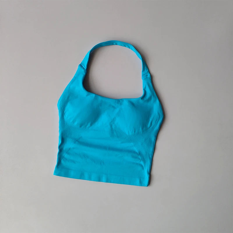 Halter Sports Bra for Women – Longline Shockproof Yoga Gym Top