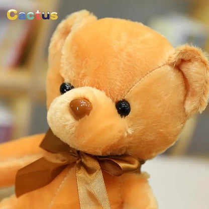 Colorful Teddy Bear Plush Toy with Bow – Soft Stuffed Animal Gift
