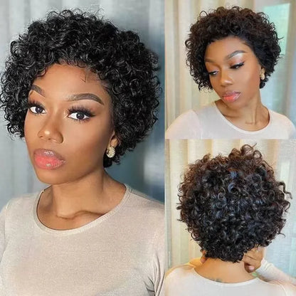 13x1 Lace Front Pixie Cut Wig – Short Curly Human Hair Bob