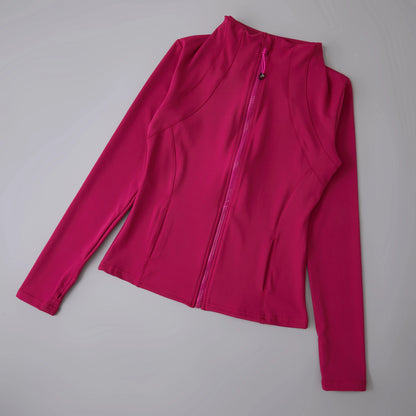 Women's Zip-Up Athletic Jacket with Thumb Holes – Slim Fit Running Top