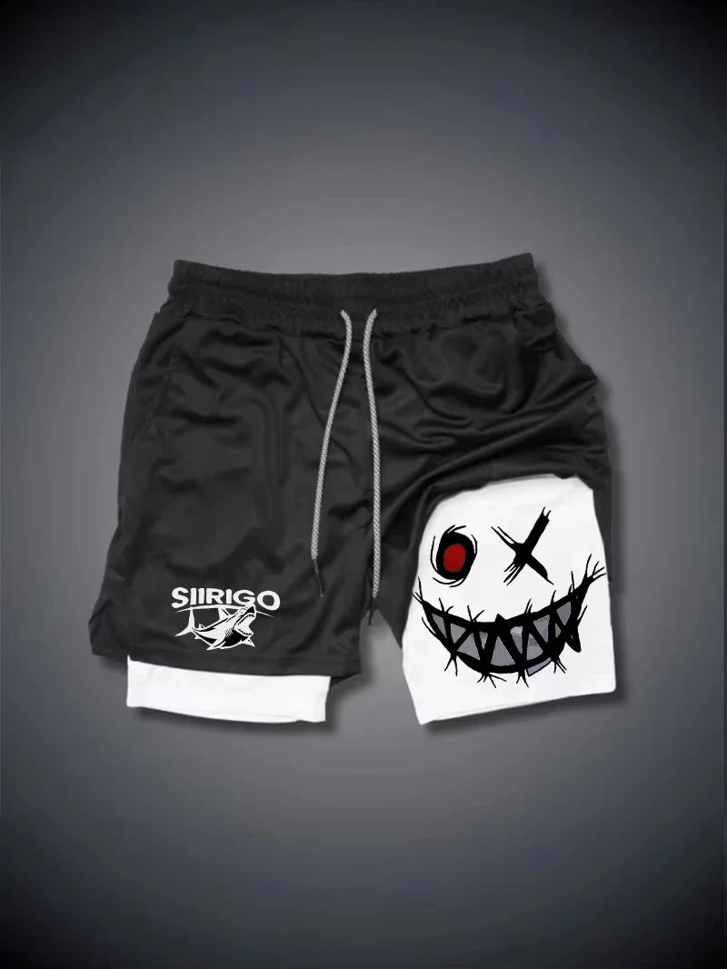 Men's 2-in-1 Graphic Fitness Shorts – Quick-Dry Training Shorts