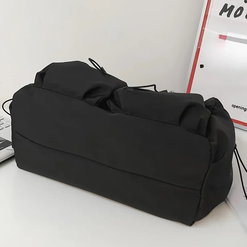Crossbody Bag with Drawstring & Zipper Closure