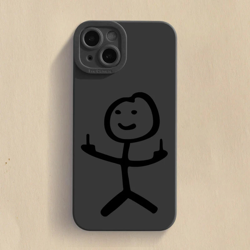 Cute Cartoon Matchman Matte Silicone Phone Case Iphone 16 11 12 13 14 15 17 Pro Max Xr Xs X 7 8 Plus