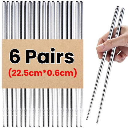 Reusable Stainless Steel Chopsticks – Non-Slip, Multi-Pack