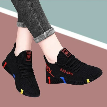 Women's Mesh Sneakers – Lightweight Lace-Up Vulcanized Platform Shoes