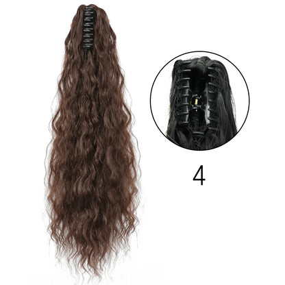 Synthetic Long Straight Claw Clip Ponytail Hair Extensions 24inch Heat Resistant Pony Tail Piece