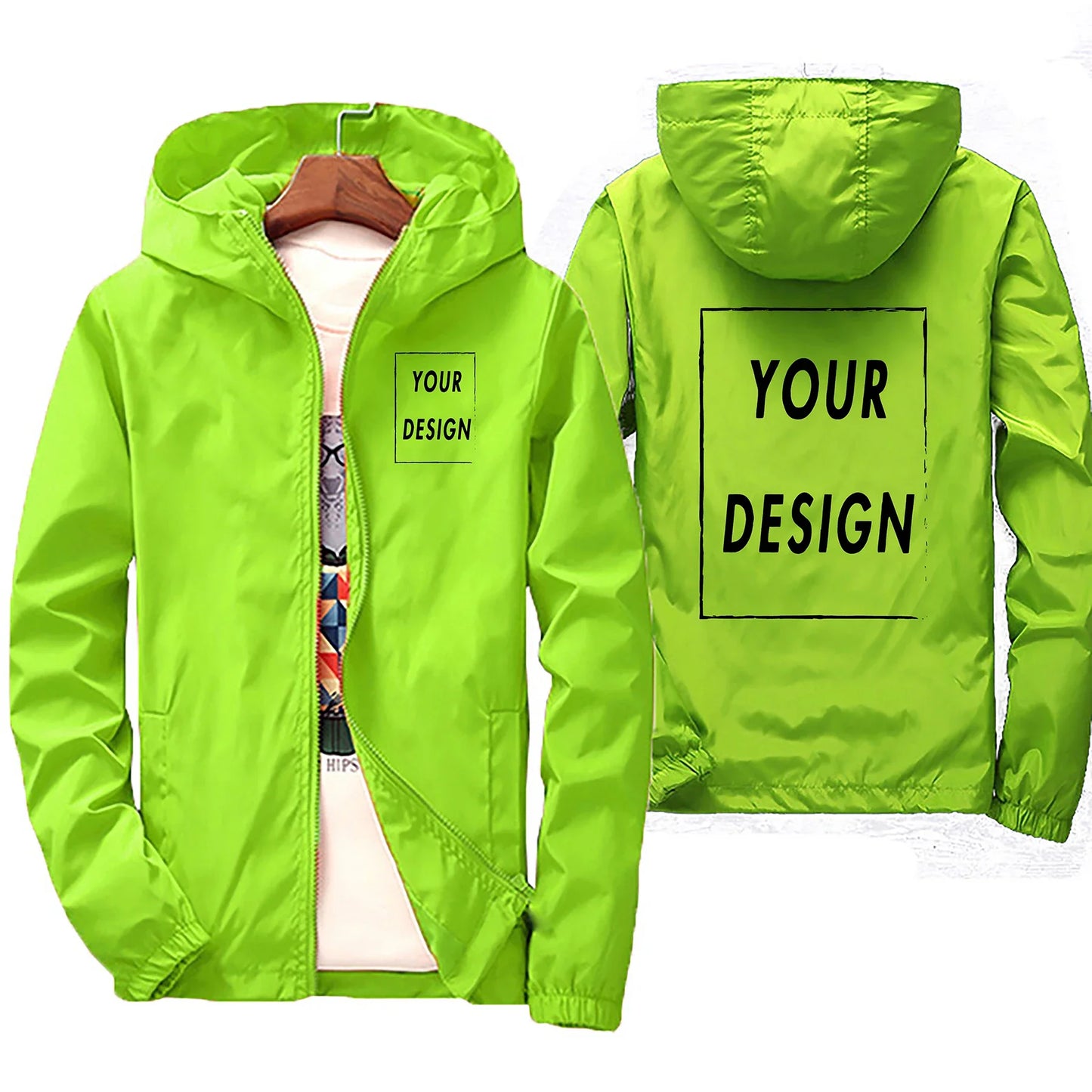 Custom Logo Windbreaker Men – Waterproof Hooded Jacket Personalized