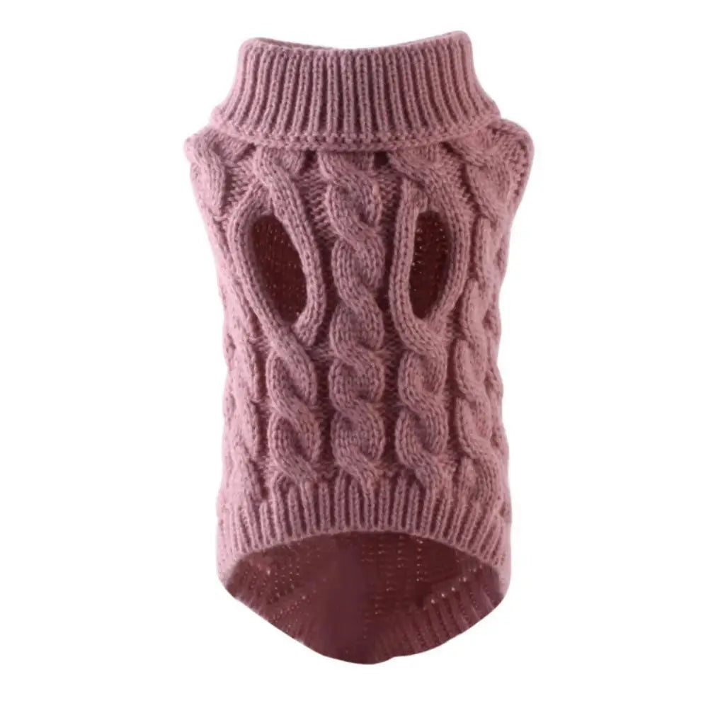 Cable Knit Dog Sweater – Warm Winter Turtleneck for Small Dogs