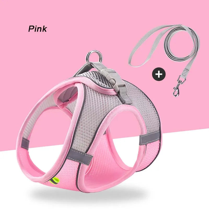 Mesh Dog Harness & Leash Set – Reflective, Escape-Proof Walking Vest