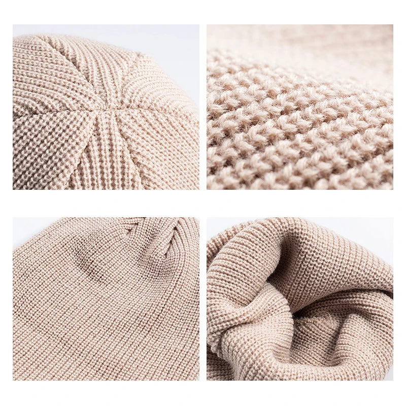 Solid Color Knit Beanie for Men & Women – Warm Winter Skull Cap