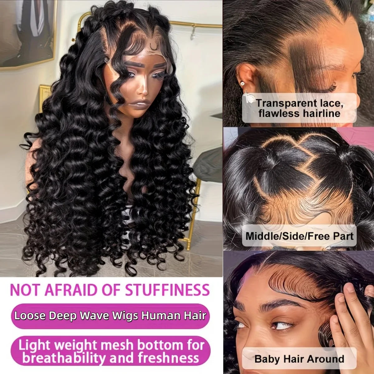 Deep Wave Lace Front Wig - HD Lace Human Hair Curly Wig