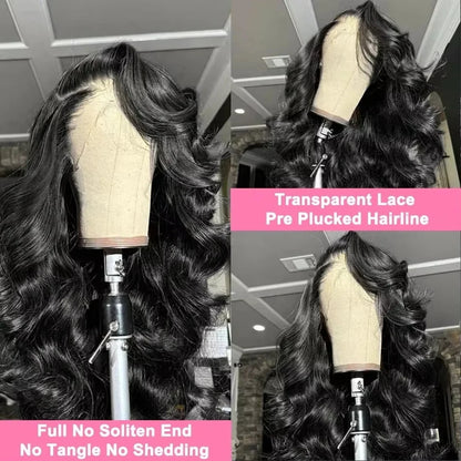 40 Inch 250 Density Body Wave 13x4 Lace Frontal Remy Human Hair Wig 13x6 Hd Transparent Front Pre