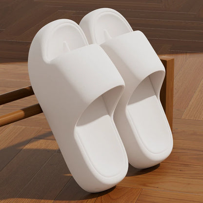Unisex Bathroom Slippers Cloud Cushion Slides Summer Flat Sandals Thick Platform Shoes Man Indoor