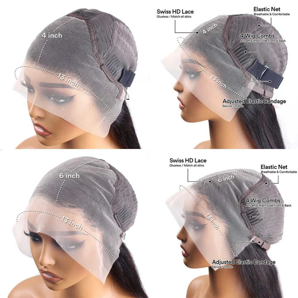 HD Lace Frontal Wig – Deep Wave Curly Human Hair 13x4 & 13x6, 250% Density