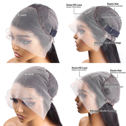 HD Lace Frontal Wig – Deep Wave Curly Human Hair 13x4 & 13x6, 250% Density