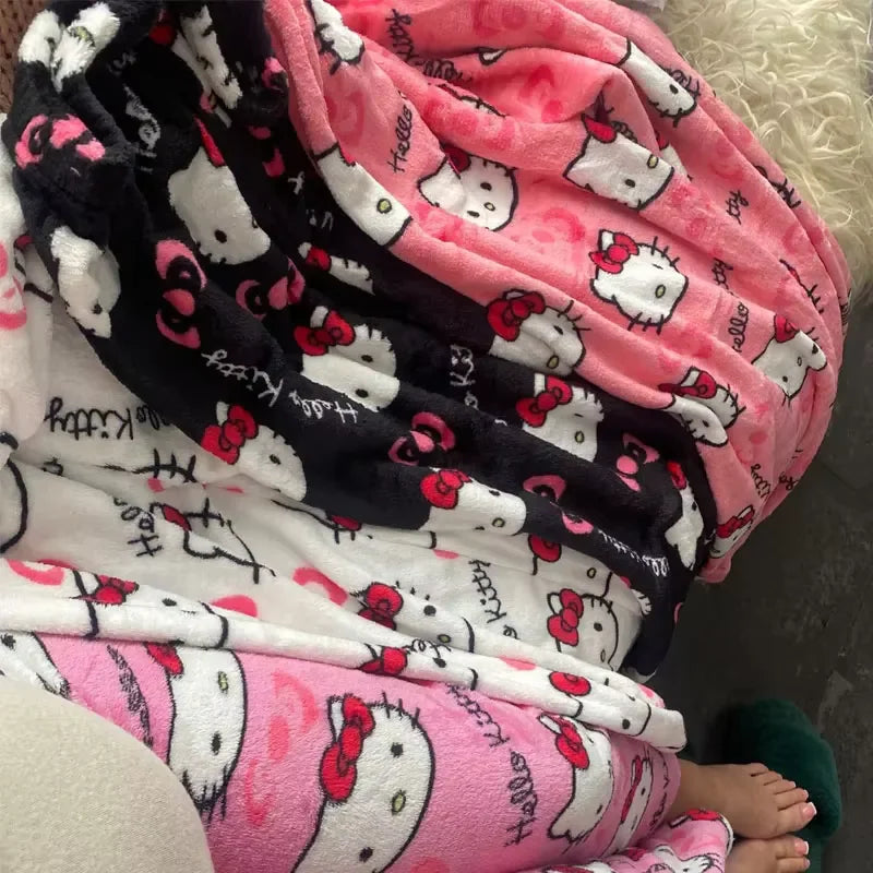 Hello Kitty Cartoon Pajama Pants for Women - Soft Fleece Sleepwear