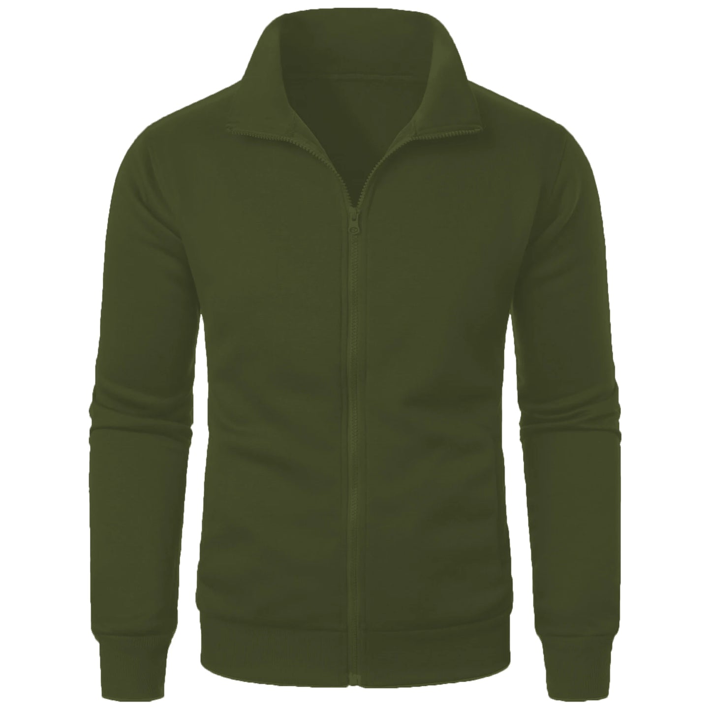 Men's Zip-Up Stand Collar Jacket Casual Sports Solid Color