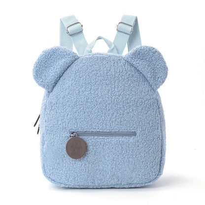 Cute Bear Ear Fleece Backpack for Kids – Girls School Bag