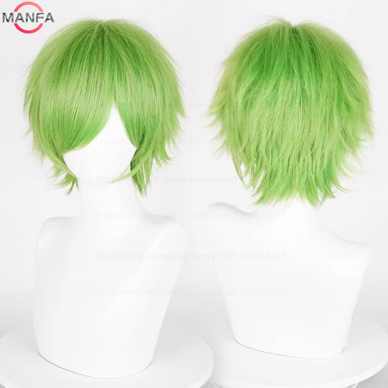 Anime 30cm Short Straight Cosplay Wig Black White Green Brown Purple Blue Gray Red Gold Man Women