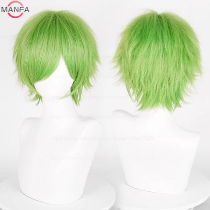 Anime 30cm Short Straight Cosplay Wig Black White Green Brown Purple Blue Gray Red Gold Man Women
