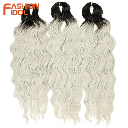 Anna 24 Inch Synthetic Hair Water Wave Braiding Extensions Ombre Blonde Deep Afro Curl Twist Crochet